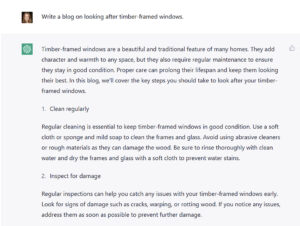 Sample content from ChatGPT