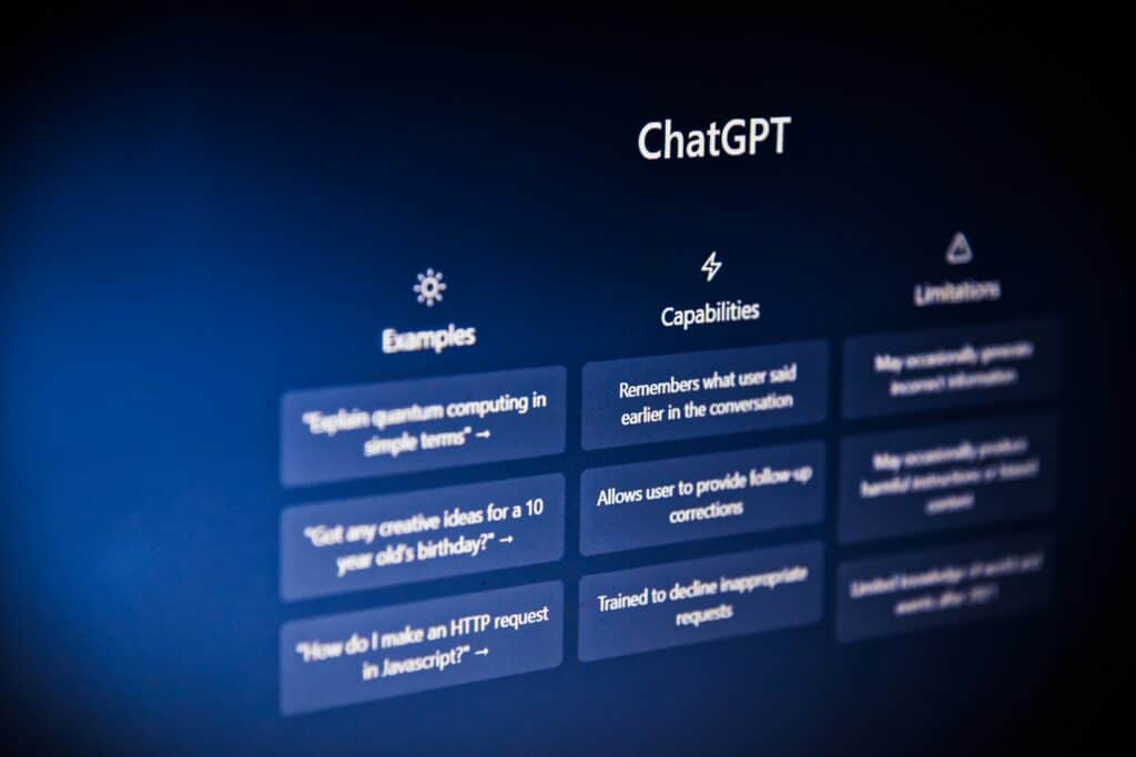 Close-up of ChatGPT on PC screen